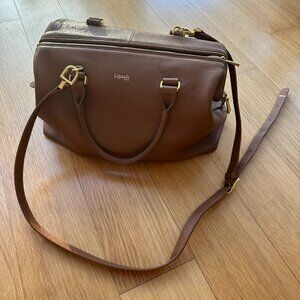 Lipault Paris Leather Bowling Bag Tan